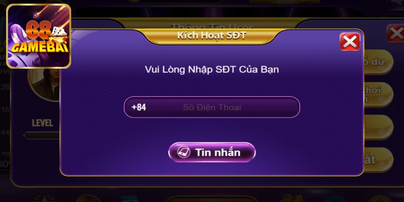 Nhập thông tin tài khoản 68 game bài để đăng nhập